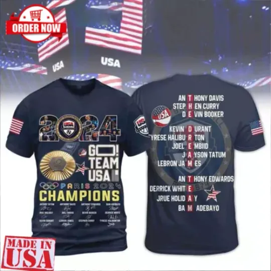 Olympics 2024 Go Team USA Men’s Basketball Champion 3D T-Shirt