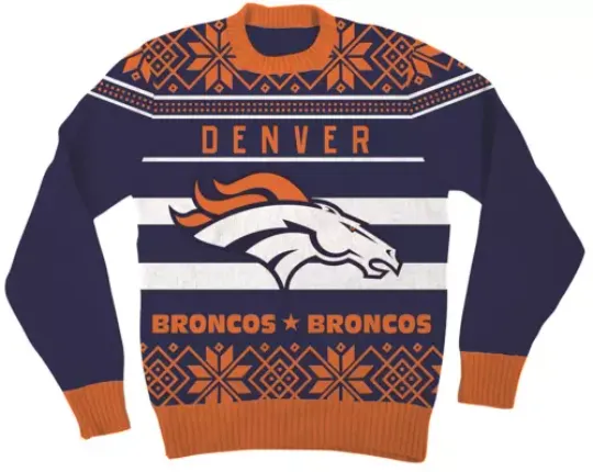 football Denver Broncos Bronco Logo Adult Football Ugly Christmas Sweater
