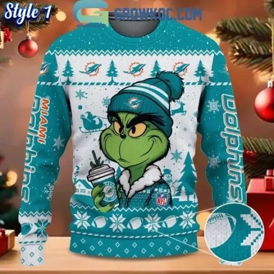 Miami Dolphins funny character Stolen Christmas 2024 Grin Ugly Sweater