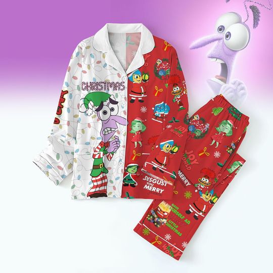 Inside Out 2 Christmas Pajamas, Fear Santa Thick Pajamas, Disney Pixar Family Pajamas Set, Movie Xmas Holiday Pajamas, Birthday Gift For Kid