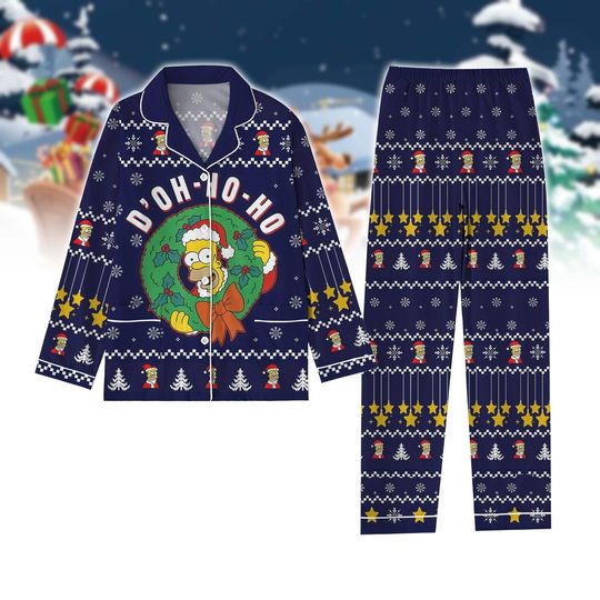 The Simpson Christmas Pajamas Set, Simpsons DOh Ho Ho Pajamas, Homer Simpson Pajamas Family, Disney Cartoon Xmas Pj Set Pants