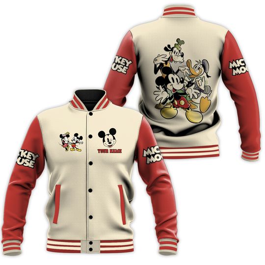 Personalize Mickey And Friends Funny Life Style Baseball Jacket, Matching Basebal