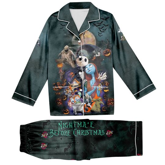 Nightmare Before Christmas Pajamas Set, Disney Halloween Party Holiday Pajamas