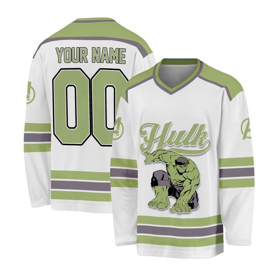 Personalized Marvel Hulk Hockey Jersey, Marvel Hulk Hockey Shirt, Superhero Hockey Jersey Team, Custom Team Hockey Gift