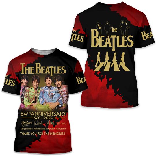 The Beatles 64th Anniversary 1960-2024 Thank You 3D T-shirt
