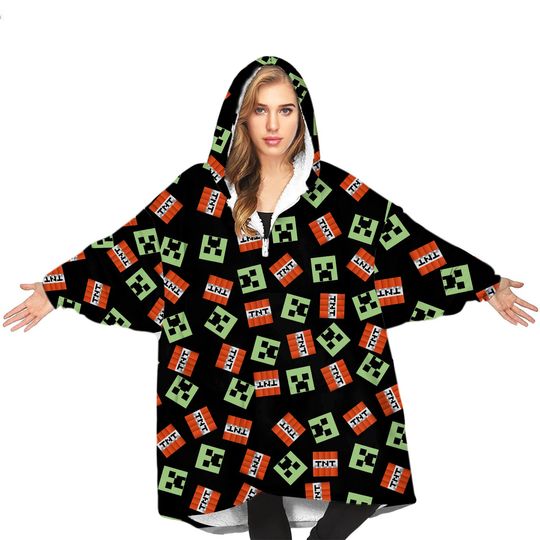 Minecraft Hoodie for Kids, Oversized Blanket Hoodie Boys Girls, Minecraft Gifts