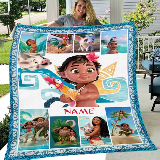 Personalized Disney Princess Moana, Princess Blanket, Custom Moana Birthday Blanket