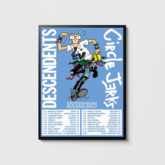 Descendents Circle Jerks & Adolescents Plot 2024 Tour Music Poster
