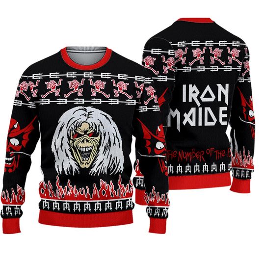Iron Maiden The Number Xmas 2024 Holiday Gift Ugly Christmas Sweater
