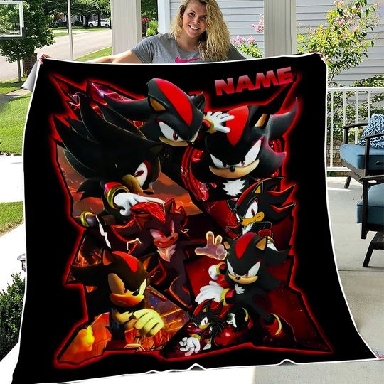 Personalized Shadow The Hedgehog Blanket, Disney Blanket, Custom name Blanket