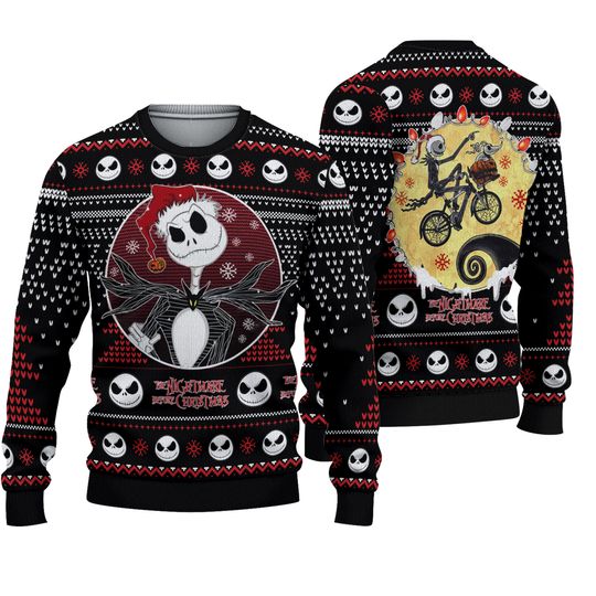Jack Skellington Nightmare Before Christmas Ugly Christmas Sweater U0LX0OU6