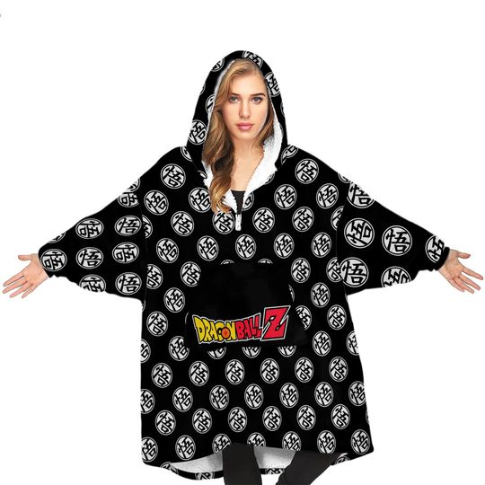 Dragon Ball Z Black Logo  Blanket Hoodie | Christmas Gift | Winter Wear