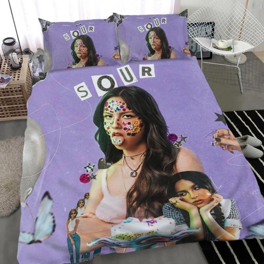 Olivia Rodrigo Sour Album Bedding Set, 3 piece of set, Extremely Soft and Comfortable, Best Gift For Fan,  Bedroom Decoration