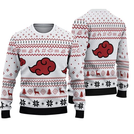 White Christmas Akatsuki Ugly Christmas Sweater - Anime