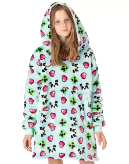Minecraft Blue Creeper Blanket Hoodie