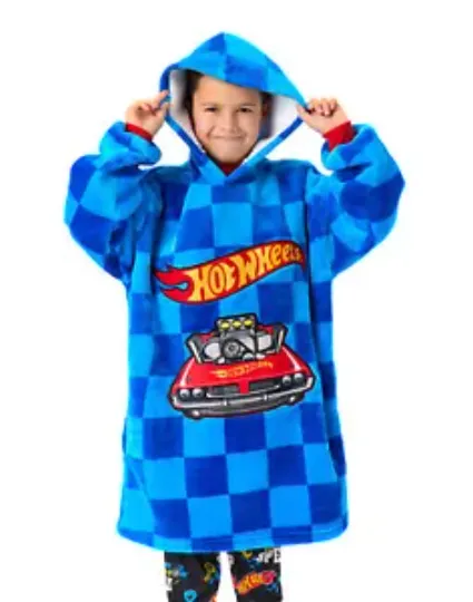 Hot Wheels Blue Car Pocket Blanket Hoodie