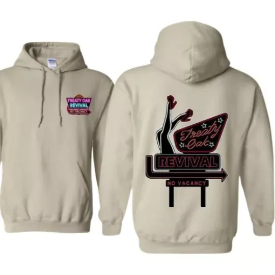 Treaty Oak Revival No Vacancy Bold Neon  Hoodie - Unisex Retro Graphic Design