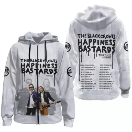 Zip 3D Hoodie, The Black Crowes Happiness Bastards Tour 2024-2025 Hoodie