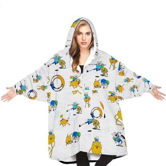 Adventure Time Oversize Blanket Hoodie, Adventure Fan Gift Blanket Hoodie