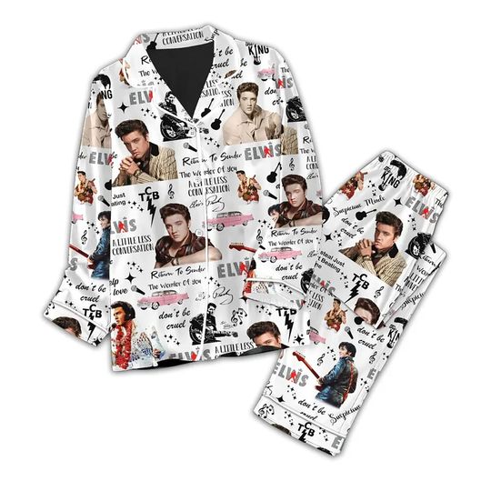 Elvis Presley Pajamas Set, Elvis Presley Pyjamas Set, Holiday Pajamas Pants, Women Pajamas, Sleepwear Pajamas, Christmas Gift