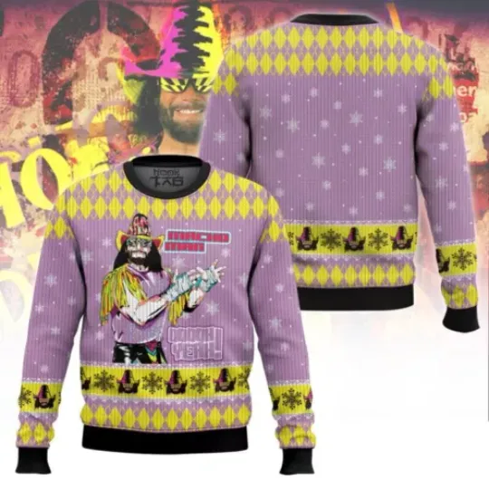 Macho Man Wrestling Entertainment Christmas Ugly Sweater For Fans Of The Legend