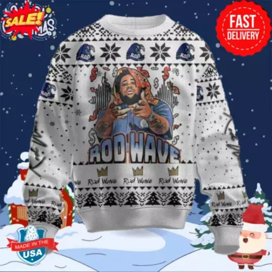 Rod Wave Special Edition Chirstmas Gifts 2024 Xmas For Family  Ugly Sweater