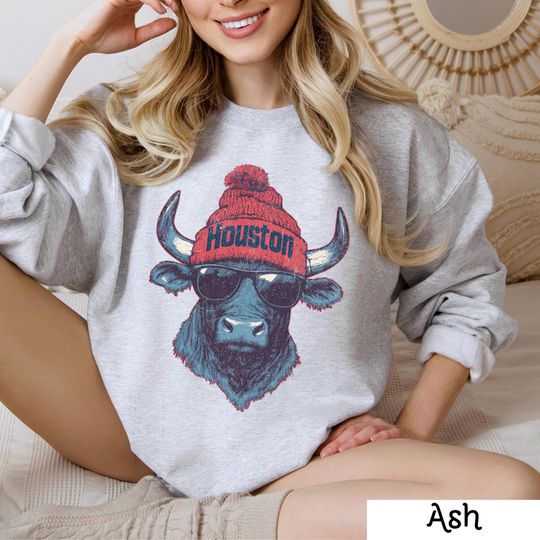 Vintage Houston Football Sweatshirt, Trendy Fan Gifts, Game Day Crewneck, Retro Texans Apparel, Team Wear, Trendy Gift, Football Fan