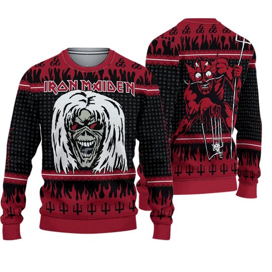 Bravado Men's Iron Maiden Holiday Sweater Christmas Jumper Heavy Metal Band