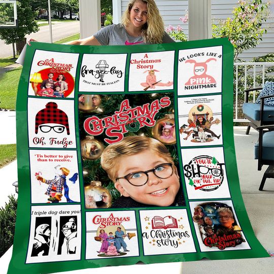 A Christmas Story Throw Blanket, Ralph Ralphie Parker Blanket, Christmas Movie Throw Blanket For Bed Couch Sofa, Christmas Movie Blanket