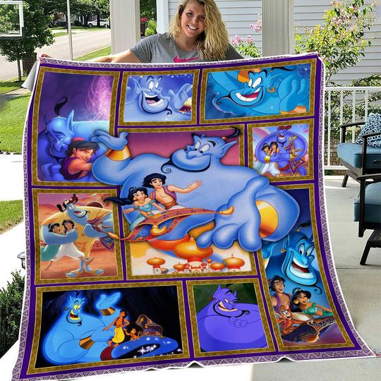 Disney Genie Fleece Blanket, Genie Aladdin Cartoon Fleece Blanket Soft And Cozy