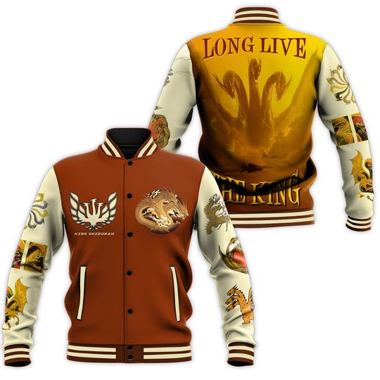 King Ghidorah Baseball Jacket, King Ghidorah Jacket, Jackets For Men, god zilla Baseball Jacket, god zilla Jacket