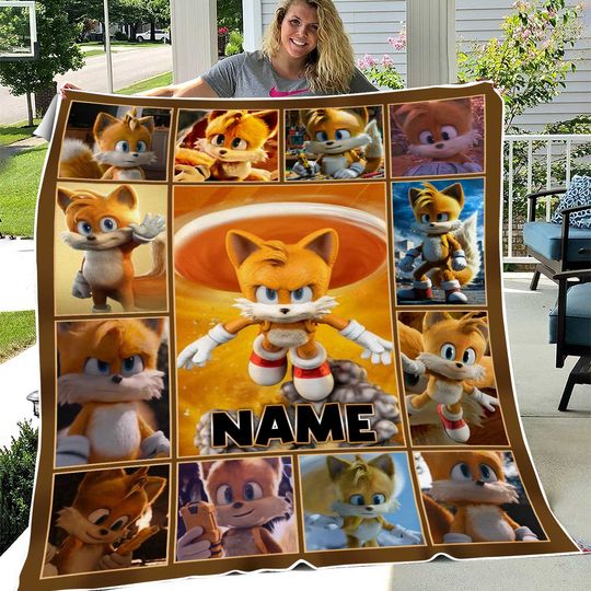 Custom Sonic The Hedgehog Blanket/Personalized Tails Hedgehog Blanket/Custom Tails Sonic Blanket/Sonic Blanket/Birthday Blanket