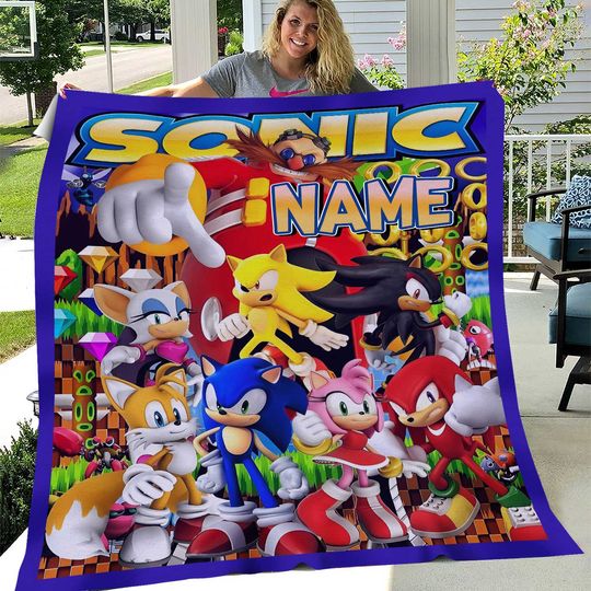Discover Personalized Sonic The Hedgehog Blanket, Custom Sonic Blanket, Sonic Birthday Blanket, Sonic Name Blanket, Sonic Blanket