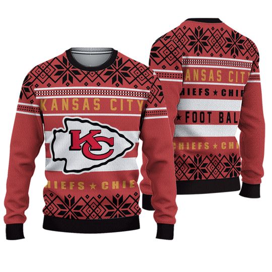 Adult National Football League football Kansas City Chiefs Ugly Christmas Sweater