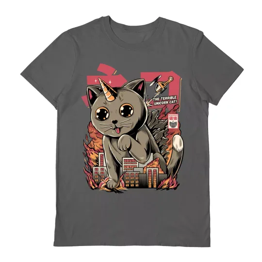 Ilustrata - Catzilla - Official Charcoal Grey Short Sleeve T-shirt