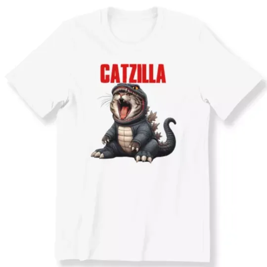 Funny Cat Catzilla  Mens Ladies Kids Adult Cat Lovers Cute Gift T-shirt