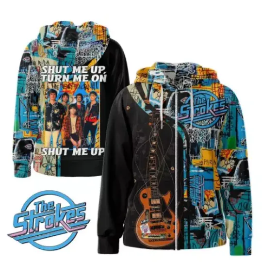 Zip 3D Hoodie, The Strokes Shut Me Up Turn Me On Zip Hoodie