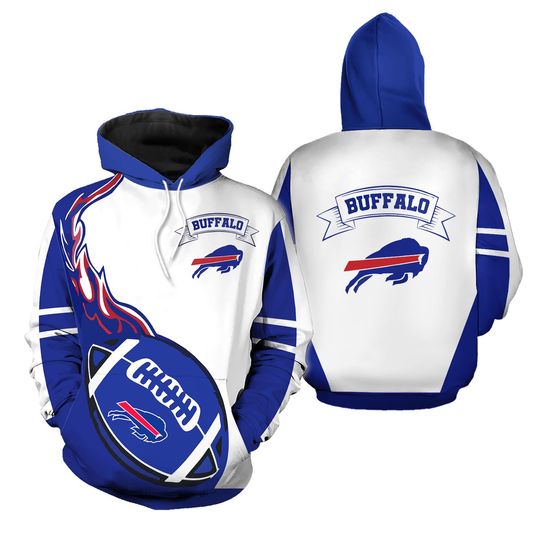 Buffalo Bills Men's Pullover Hooded Sweatshirt Casual Workout Gym Outwear Gift