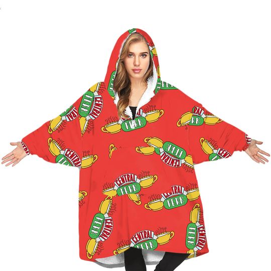 Friends Red Central Perk Logo Blanket Hoodie Unisex