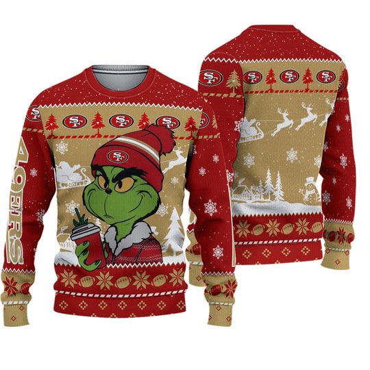 San Francisco 49Ers funny character Stolen Christmas 2024 Grin Ugly Sweater