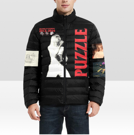 The garden puzzle  band  tour  graphic jester clown  puffer black jacket