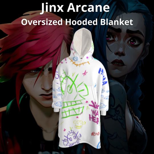Jinx Arcane Oversized Blanket  Hoodie