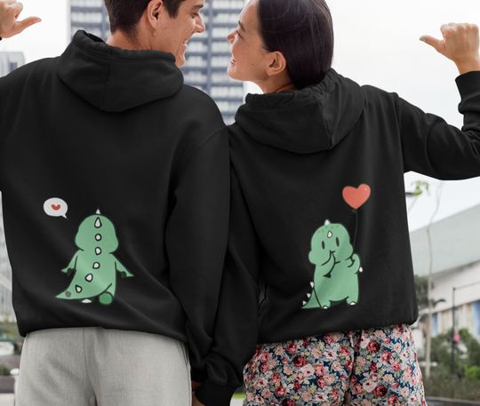 Ssst! I Love him too, Cute Dinosaur Couple Hoodie Funny Matching Hoodie,  Couple Love Shirt, Valentines Day Love Shirts