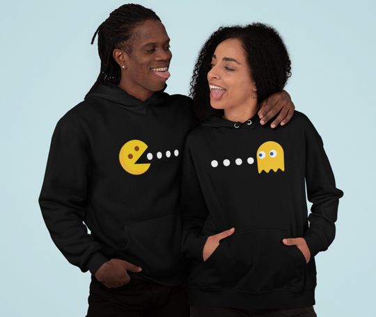 Pac Man Couple Hoodies - Matching Couple Hoodies - Couple Hoodies - Couple Gifts, Couple Shirt