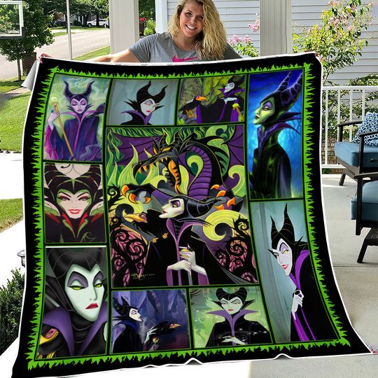 Maleficent Sleeping Beauty Fleece Blanket, Disney Villain Cartoon Fleece Blanket