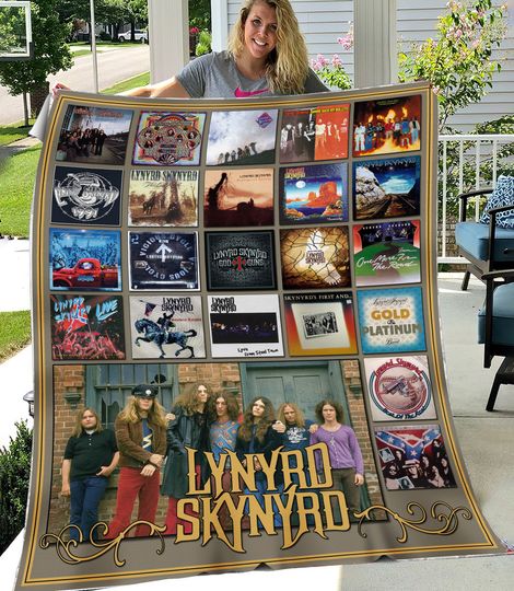 Vintage Lynyrd Skynyrd Fleece Blanket, Christmas Blanket, Gifr Family.