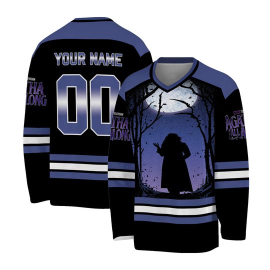 Personalized Agatha All Along Agatha Harkness Hockey Jersey, Custom Agatha Harkness Hockey, Disney Agatha All Along Hockey Shirt