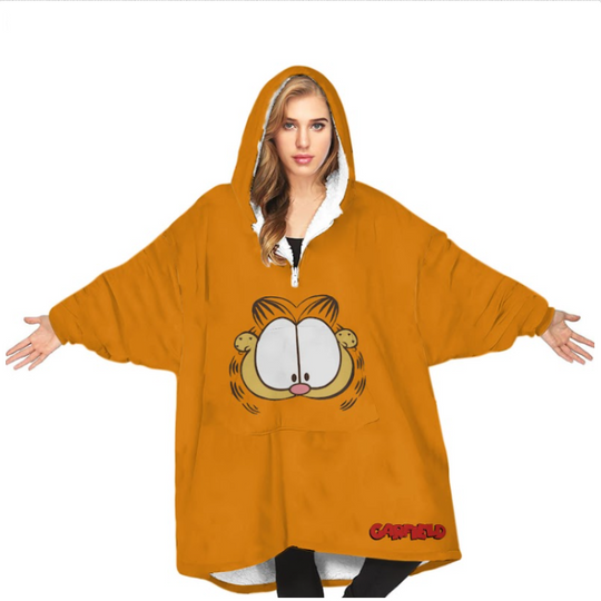 Garfield Orange Novelty Face Blanket Hoodie Unisex Kids