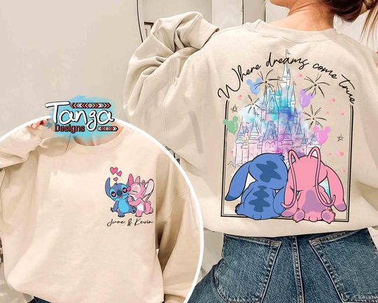 Stitch And Angel Disney Where Dream Come True shirt, Happy Valentine's Day 2025 Shirt, Disney Valentine  Couple Matching Tee, Disney His Her