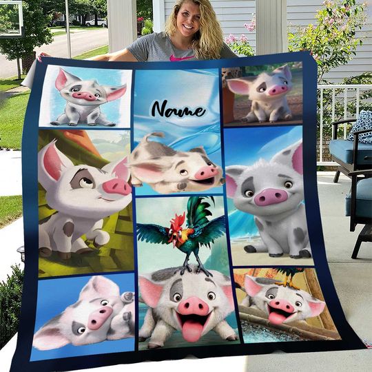 Personalized Pua Pig Moana Blanket/Moana Blanket/Princess Moana Birthday Girl Blanket/WDW Disneyland Maui Hei Hei Tamatoa Blanket